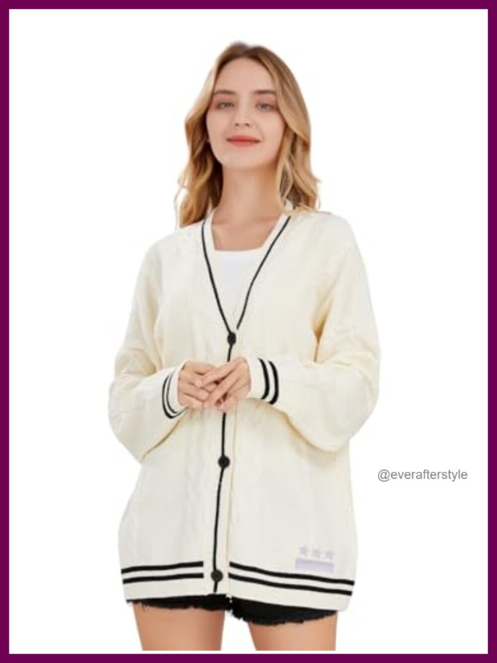 Open Front Cable Knit Cardigan Button Down Sweater